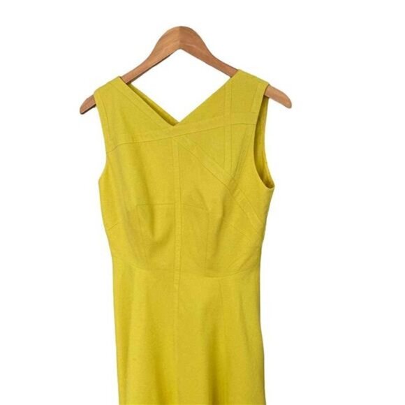 Karen Millen  Lime  Yellow Textured A-line Dress Size 8 - Picture 2 of 8